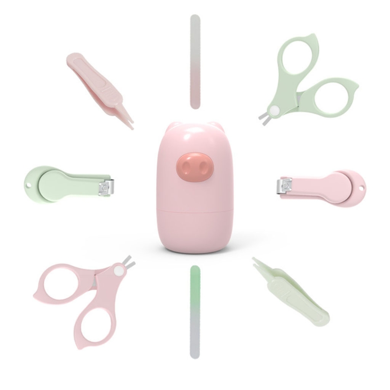 B2EB Professionele 4-In-1 Baby Nail Kit Met Leuke Cartoon Case Nagelknipper/Nagelschaar/Nagel bestand/Pincet Voor Baby