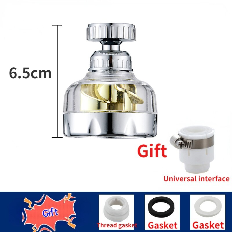 360 ° Rotatie Keukenkraan Badkamer Kraan Beluchter Waterbesparing Hoge Druk Nozzle Tap Adapter Badkamer Sink Spray Douche: 6.5cm gold