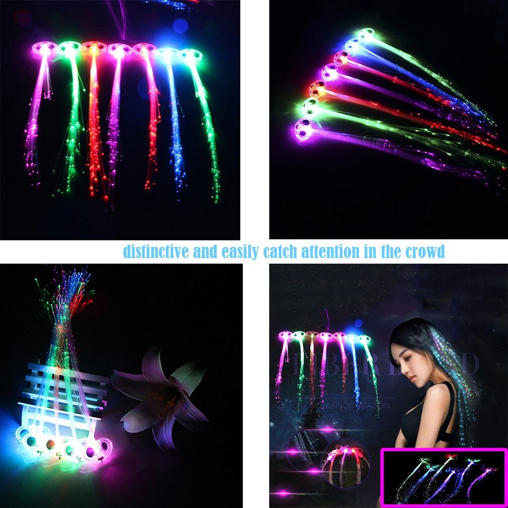 glühen Blinkt Haar Clip Blitz-LED flechten Zeigen Party Spielzeug Kind Headwear Bunte Leucht Geflecht Optische Faser Draht HairpinChristmas