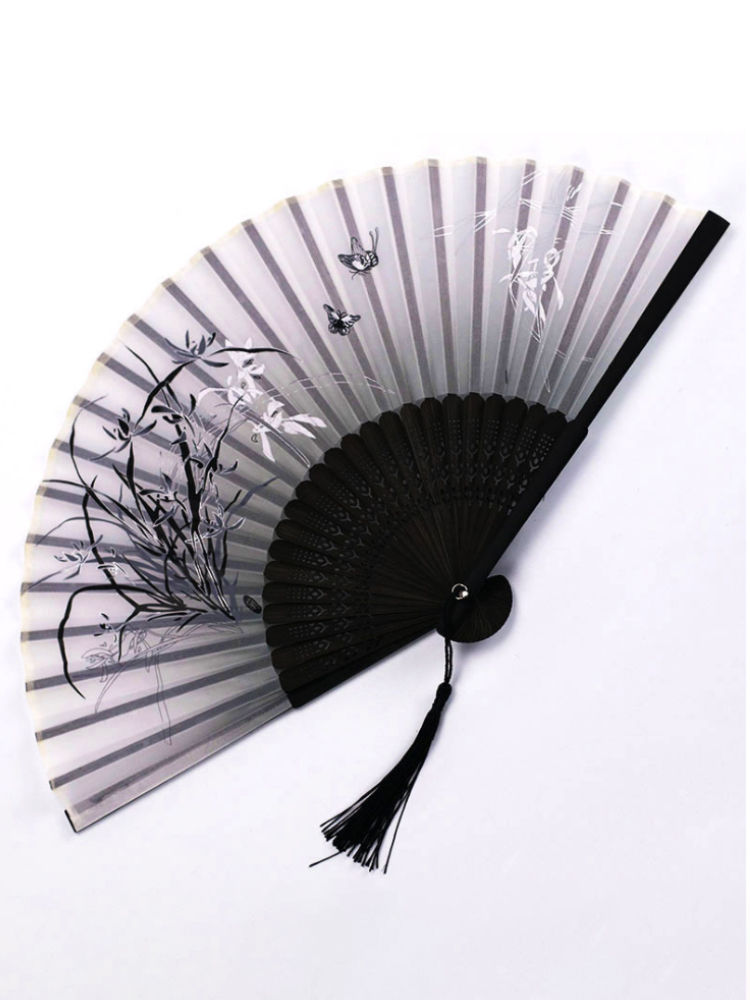 Eventail de fleurs repliable en soie | Vintage de Style chinois, pour fête de mariage danse, accessoires à main de: 1