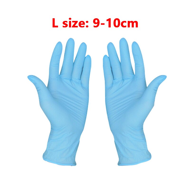 Guantes de protección desechables de nitrilo, 100 Uds., resistentes al agua, guantes mecánicos de seguridad para uso doméstico en el trabajo, de laboratorio: Blue L Size