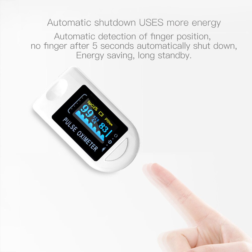 Digital fingerspids pulsoximeter oled display blod iltmåler måler til sport automatisk detektion af fingerposition