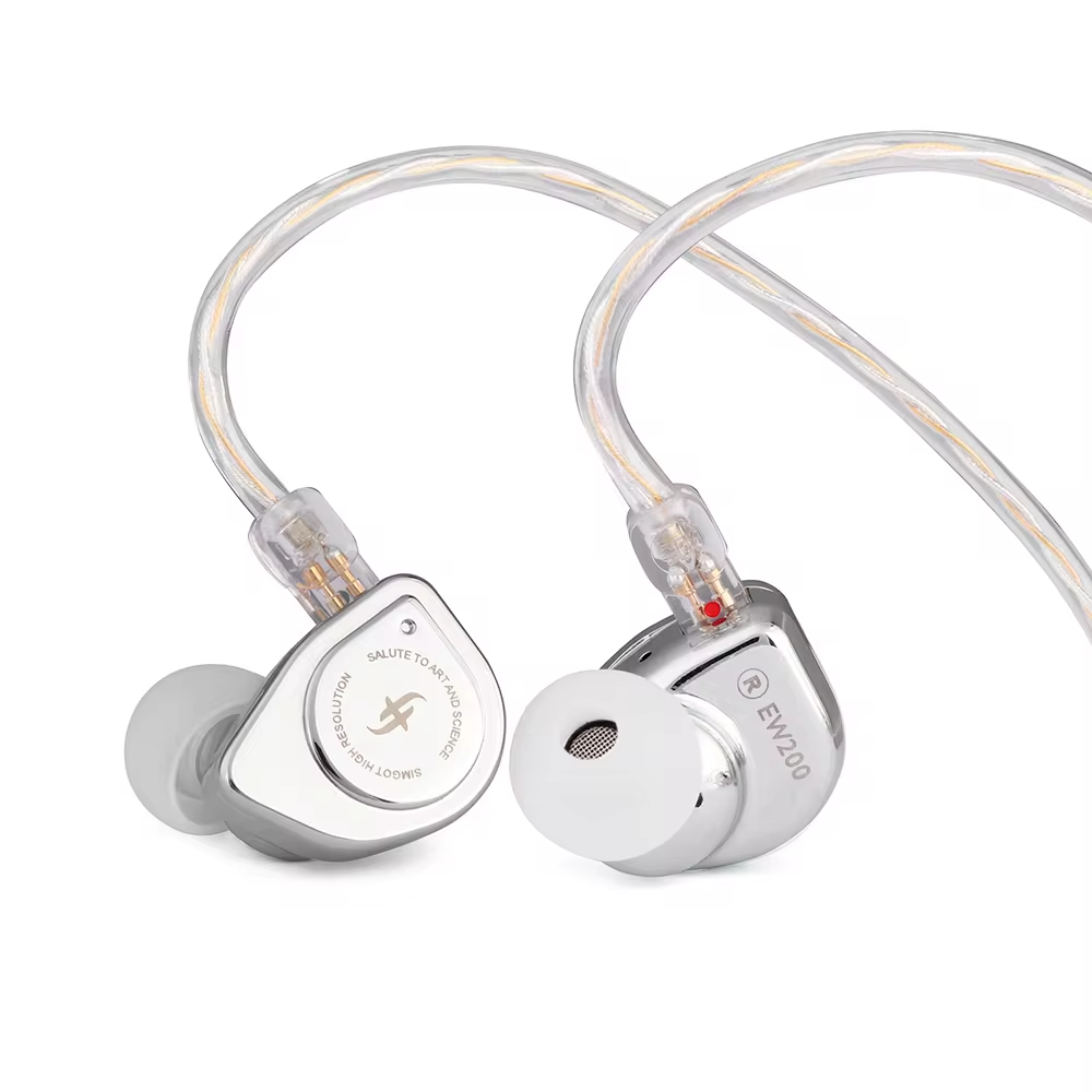 SIMGOT EW200 10mm SCP Diafragma Duplo Circuito Magnético e Driver Dinâmico de Dupla Cavidade IEM Fones de Ouvido Hifi: Prateado