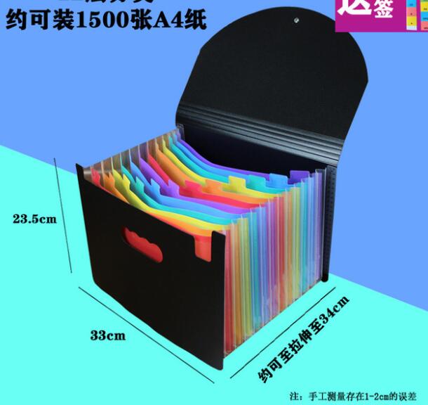 Expanding A4 File Holder Office Supplies Plastic Rainbows Organizer A4 Letter Size Portable Documents Holder Desk Storage: 13 Multicolor Cover