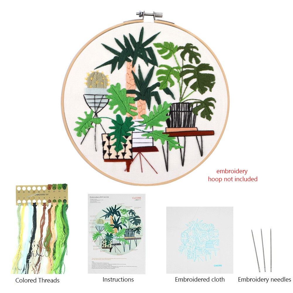 Botanical garden Handwork Plants Pattern Embroidery DIY Starter Kit Ribbon Painting Threads Tools Home Decoration Cross Stitch: 05