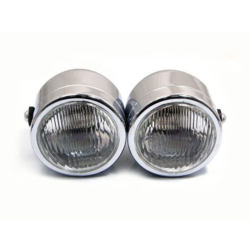 Universal Motorcycle Front Double Twin Round Headlight HeadLamp with Mounting Bracket Motorcycle Double Headlight: Style 6