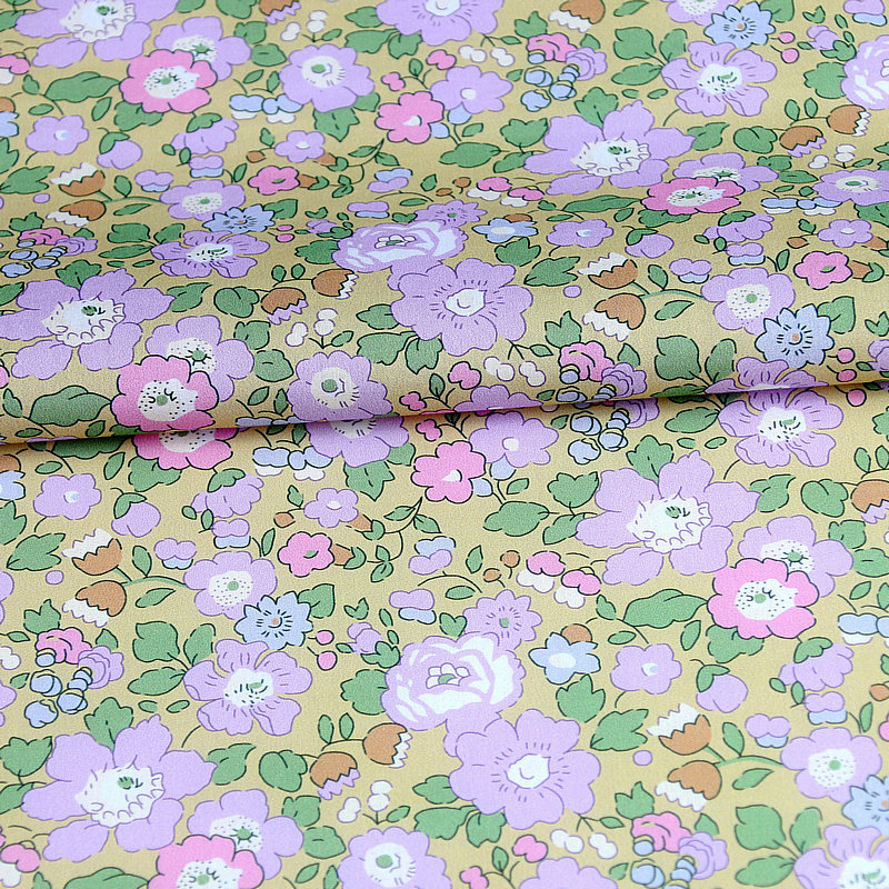 Citrongula blommor betsy ana små blommor tryck liberty tyg london liberty tana lawn bomull specialanpassat tyg för gör-det-själv