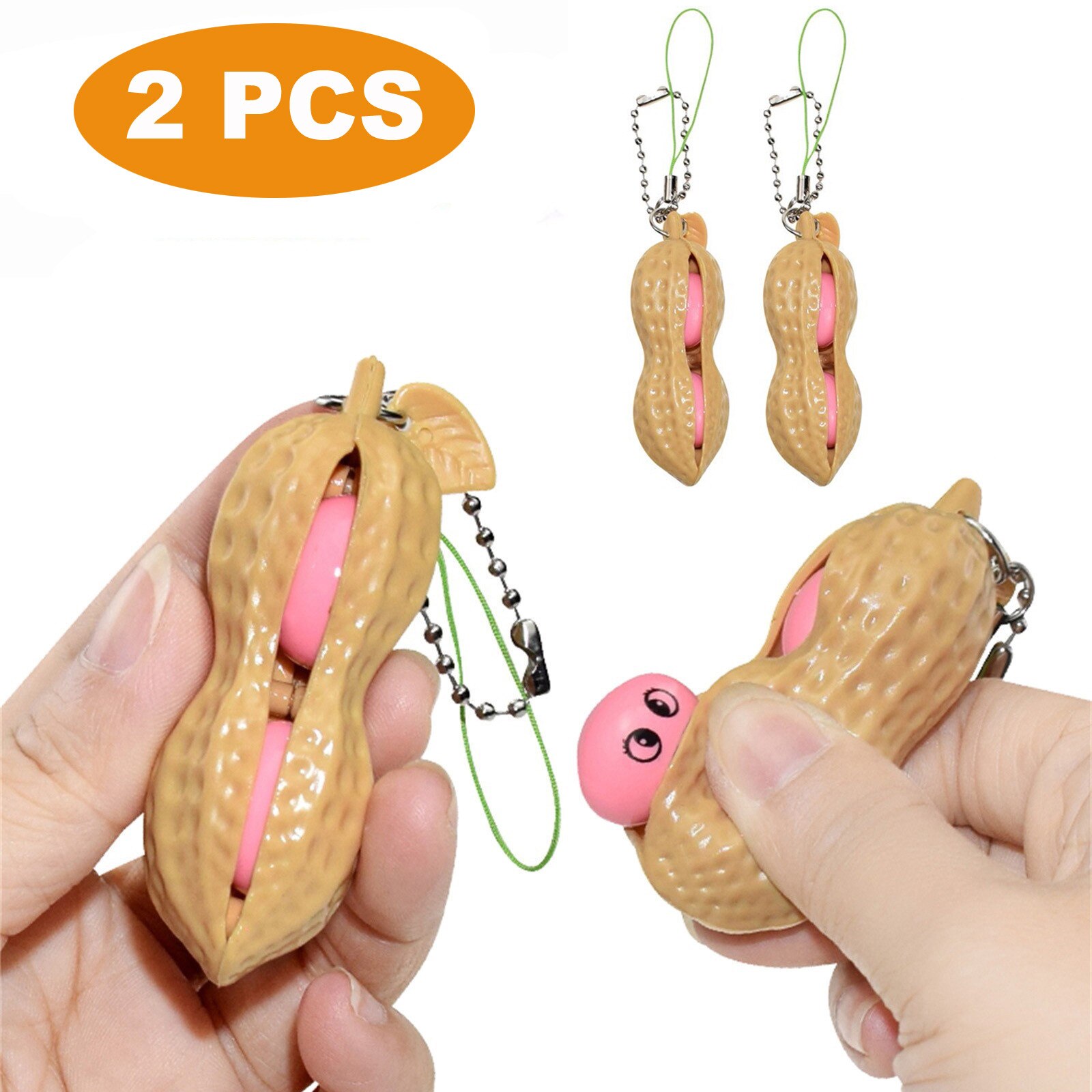 Edamame Sleutelhanger Stress Fidget Speelgoed Fidget Pinda Erwt Popper Bean Zintuiglijke Speelgoed Sleutelhanger Verbeteren Focus Officer Hanger Speelgoed: 2PC