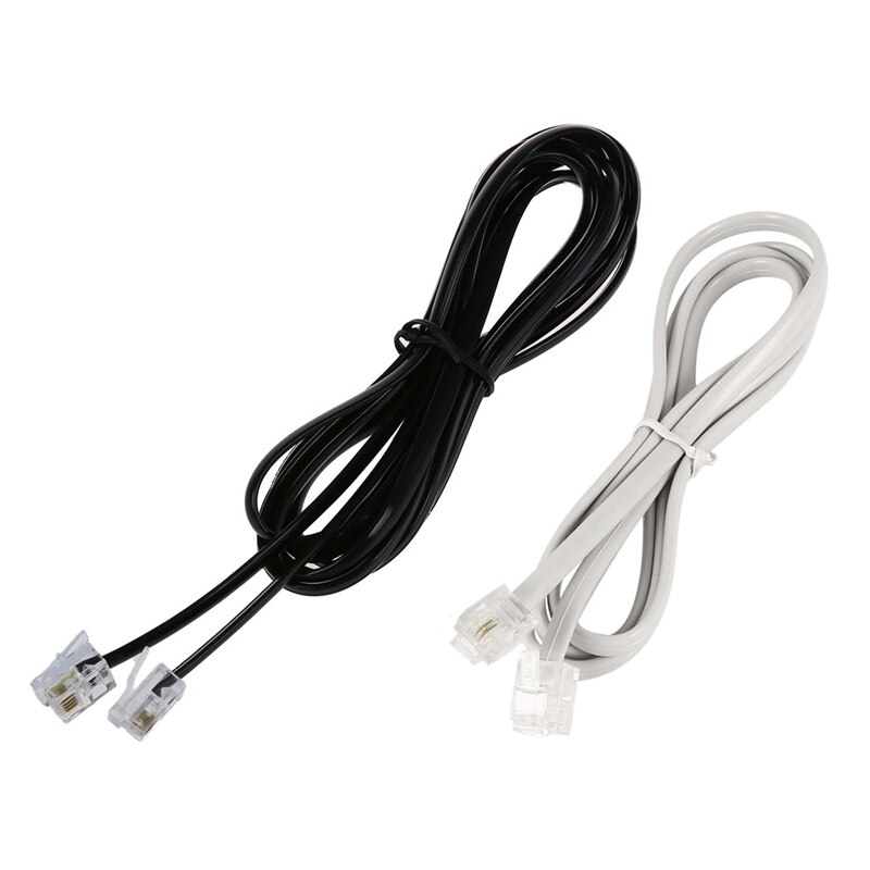 1 pièces Rj11 6P4C câble téléphonique cordon Modem Adsl 2 mètres & 2 pièces blanc 6P2C Rj11 mâle à mâle 5Mm largeur câble téléphonique 1 M 3.3Ft