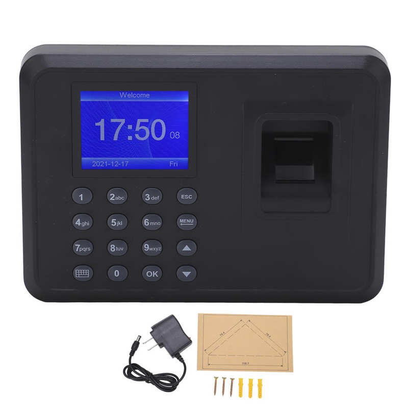 Time Clock Fingerprints Attendance Machine Waterproof Password AC100‑240V Voice Prompt DC5V/1A 2.4in TFT Screen for Company: Style1