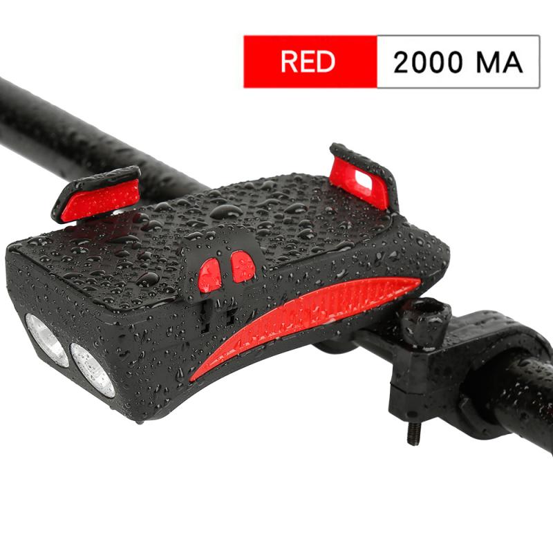 Uppladdningsbar usb led cykel strålkastare cykel strålkastare fram lampa horn hållare cykel horn cykel tillbehör: 3