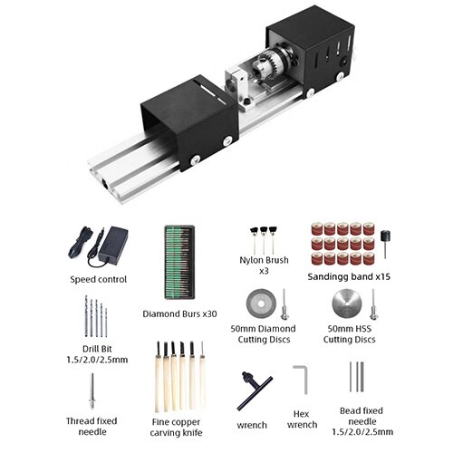 DIY Lathe Polishing Drill Rotary Tool Polishing Ball Lathe Drilling Tool Set Mini Buddha Ball Machine Micro Lathe: Set 2