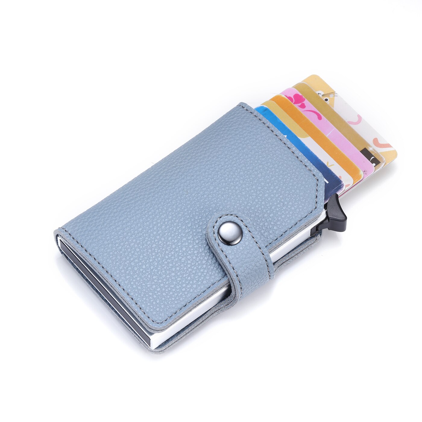 Bisi Goro Rfid Anti-Diefstal Metalen Aluminium Portemonnee Minimalistische Bank Kaarthouder Mini Mannen En Vrouwen Zwarte Business Credit card Case: X-56 Blue