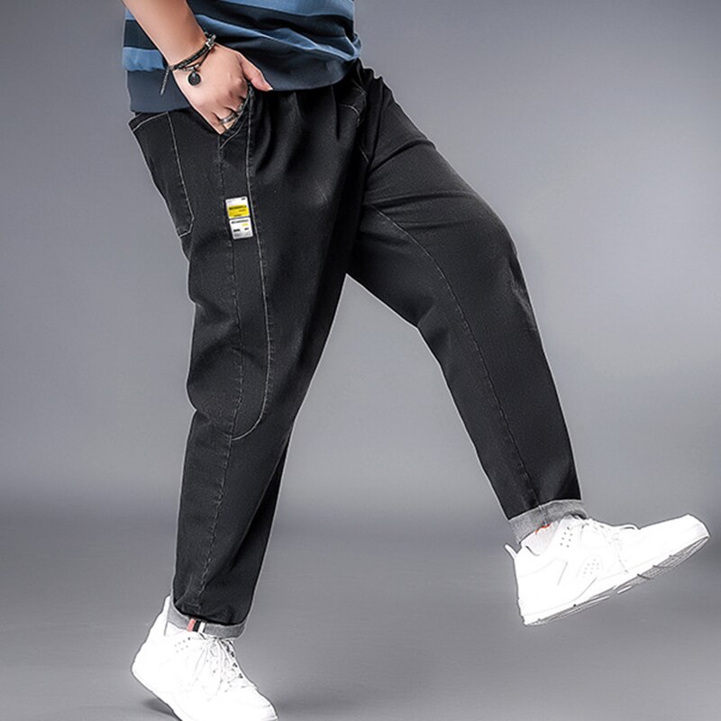 Men motorcycle jeans denim streetwear elastic waist wrinkle-resistant pants casual riding men plus size XL-6XL jogging