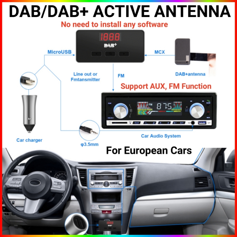 dab dab+ antenne med usb-adapter europeisk android bilradio gps stereomottaker spiller til universell signal hovedenhet