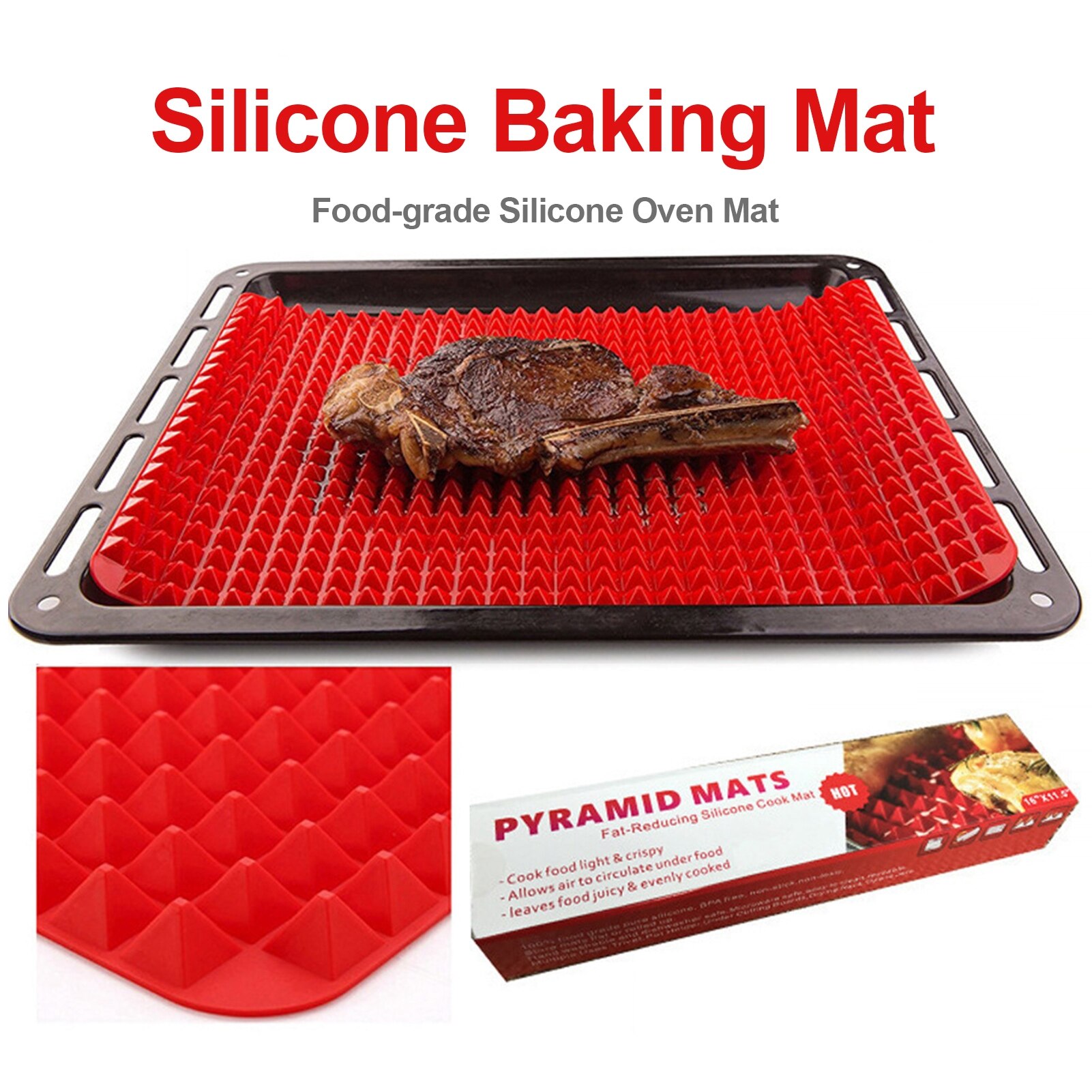 Tapis de cuisson en silicone à pyramides anti-adhésives,accessoire de cuisine indispensable pour cuire facilement les pâtisseries, compatible avec four, barbecue, micro-ondes et poêles