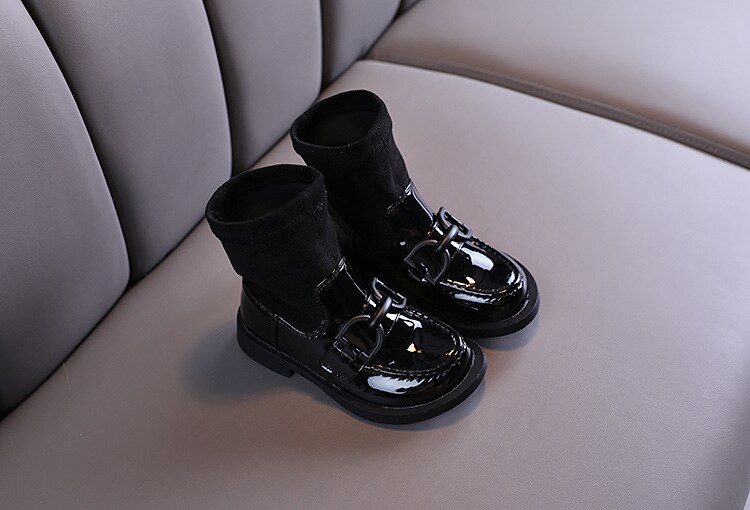 Herbst und Winter Mädchen Beiläufige Kurze Stiefel Helle Leder Prinzessin Stiefel Leder Schuhe freundlicher Schuhe: 2