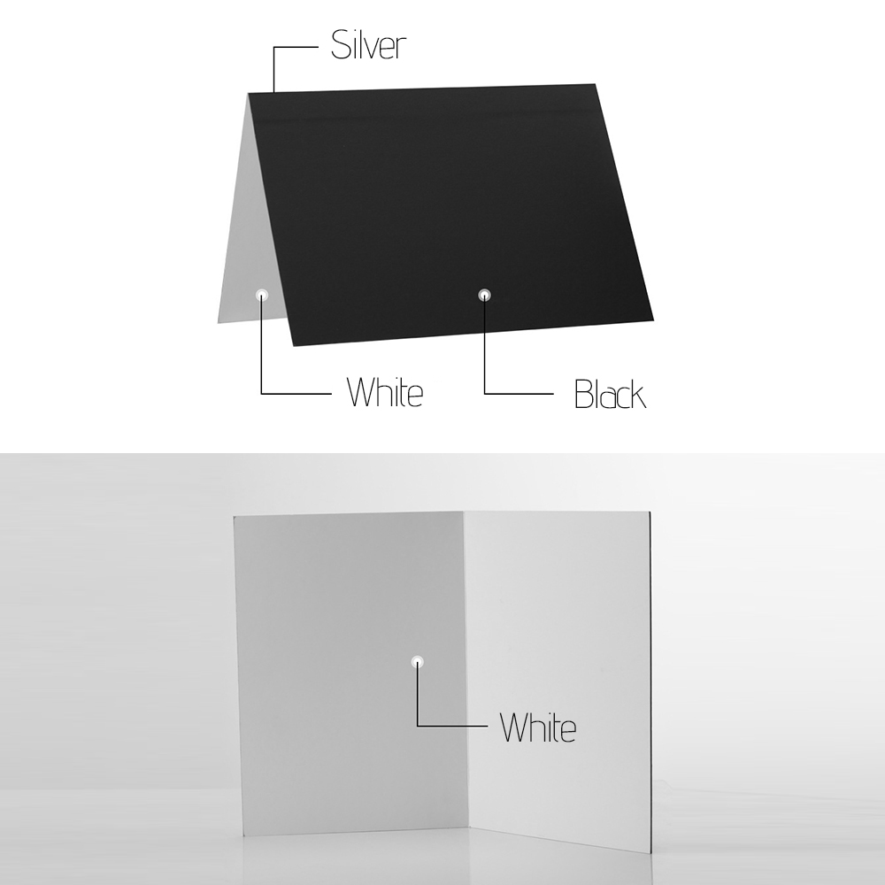 A4 Fotografie Karton Vouwen Reflector Zwart Zilver Wit Dik Papier Boek Board Reflecterende Voor Camera Foto Schieten