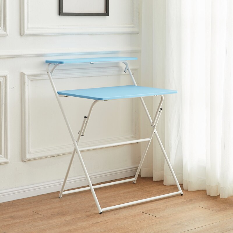 Bureau pliant petit ménage ordinateur table pliable étudiant dortoir écriture apprentissage moderne simple bureaux: Bleu