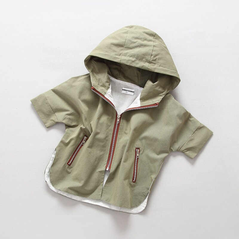 Höst barnkläder flickor trench tecknad halvärm huva dragkedja baby flicka trenchcoats för flickor barn cape coat: Armégrön / 10