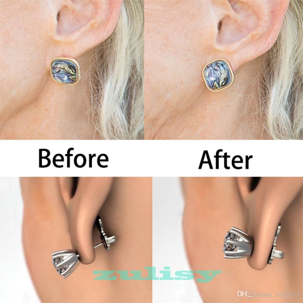 Boucles d'oreilles arrière en forme de couronne pour femmes, support couleur argent, élévateur à Lobe en forme de cœur, accessoires adaptés,