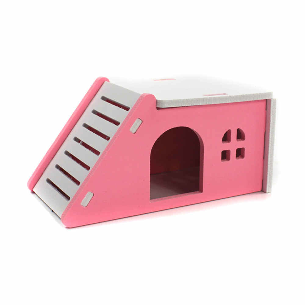 SchöNe Ltalic Hamster Spielzeug Holz Große Holz Haus Igel Burg Spielzeug Haustier Holz Haus: Rosa