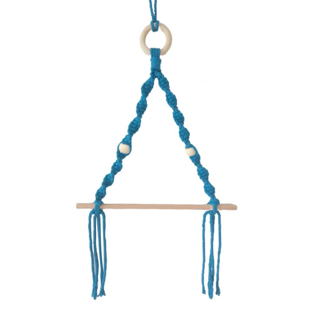 Boho Paper Towel Holder Multifunctional Wood Cotton Rope Towel Storage Rack Paper Towel Hanging for Kitchen Bathroom Wall Decor: Blue