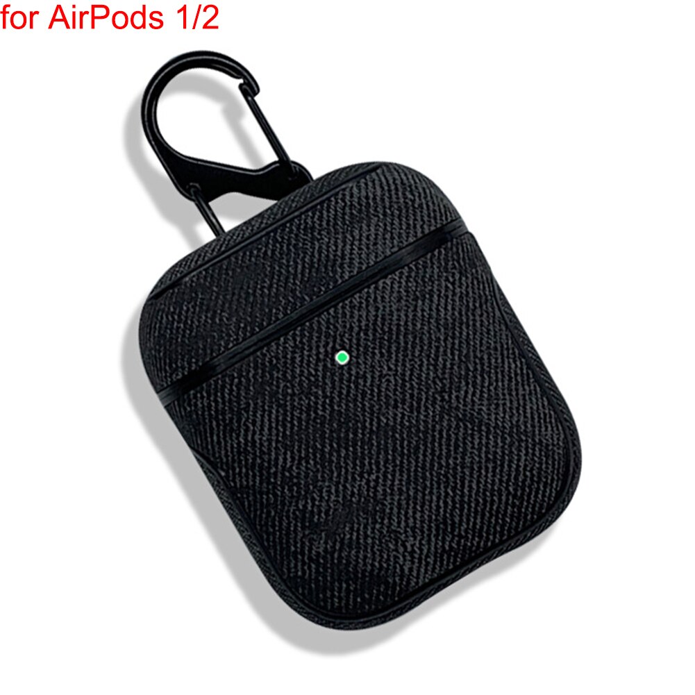 Bluetooth Kopfhörer Leder Fall Für Apple AirPods 1 2 Pro Stoff Anti-verloren Stoßfest Abdeckung PU Haut Für Luft schoten 3 Mit Haken: Fabric Black