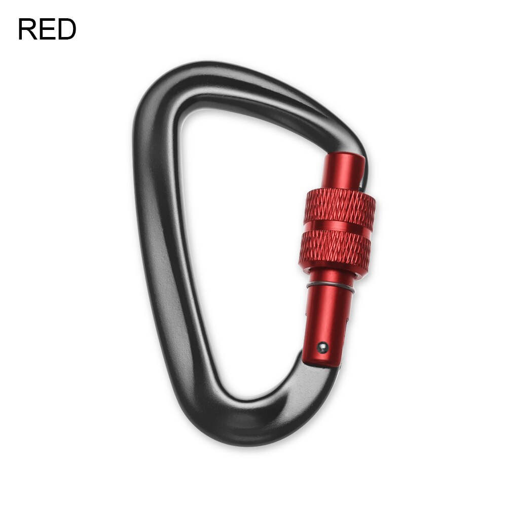 Mousqueton d&#39;escalade en forme de D 12KN, avec tirette, verrou de sécurité, accessoires d&#39;escalade en plein air: Style1 red