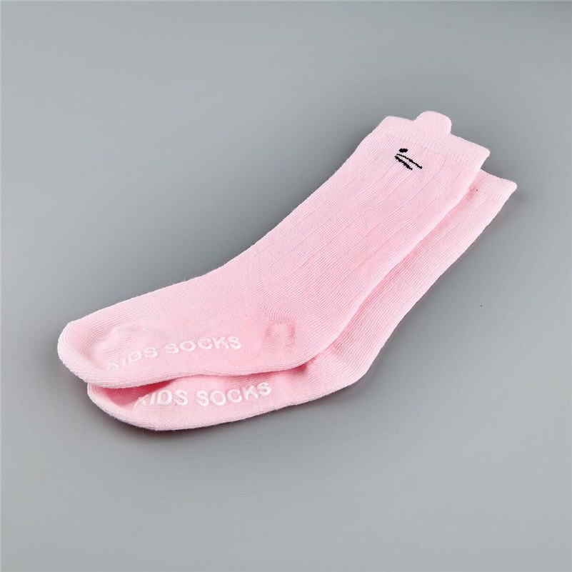 Balleenshiny bomuld baby sokker dyr trykt knæ høje sokker børn dreng pige sokker anti slip søde tegneserie kat benvarmere 0-4y: Lyserød / 24m