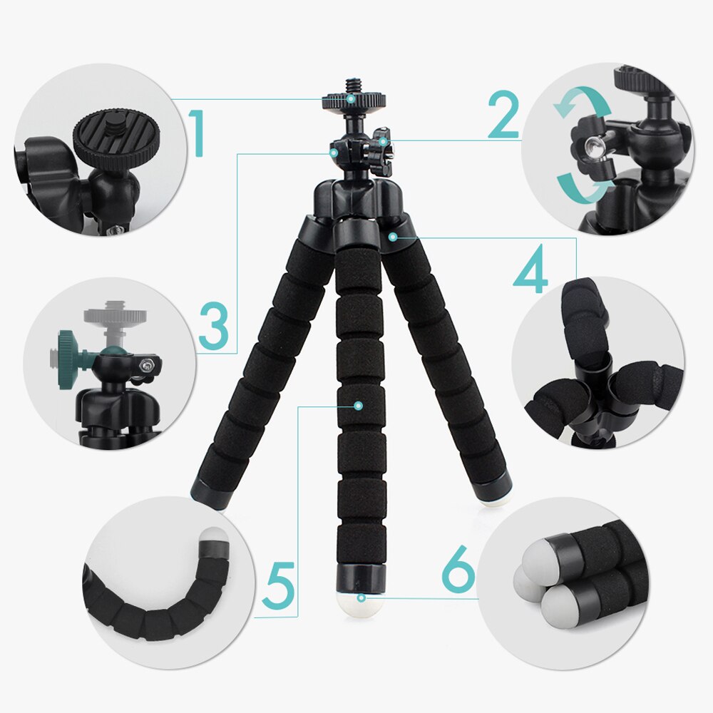 Uchwyt na telefon elastyczny statyw trójnożny uchwyt na aparat telefoniczny Gopro Selfie stojak Monopod wsparcie zdjęcie zdalnego sterowania