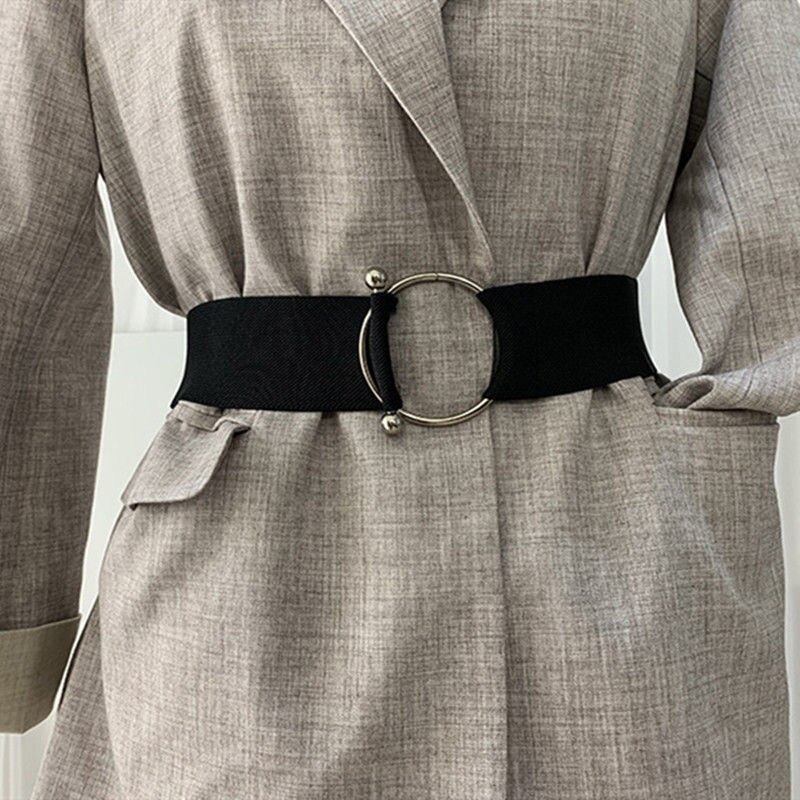 Cinturones anchos para mujer, corsé de cuero PU para adelgazar la cintura, cinturones de cuerpo, cintura elástica ajustable, faja para vestido: OT black belt