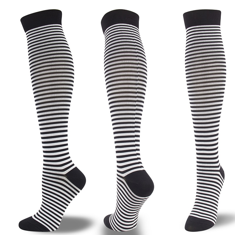 Moda Mulaya hommes Compression Stocks hommes/femmes soulager la pression varices Circulation sanguine jambe soutien rayures étoiles amour