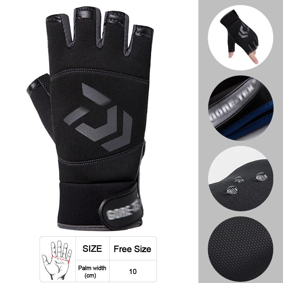 Männer Angeln Handschuhe Im Freien Nicht-slip Angeln Schutz Handschuhe Drei Finger Cut Sport Halbe Finger Handschuhe Angeln Wasserdicht: Type C Gray