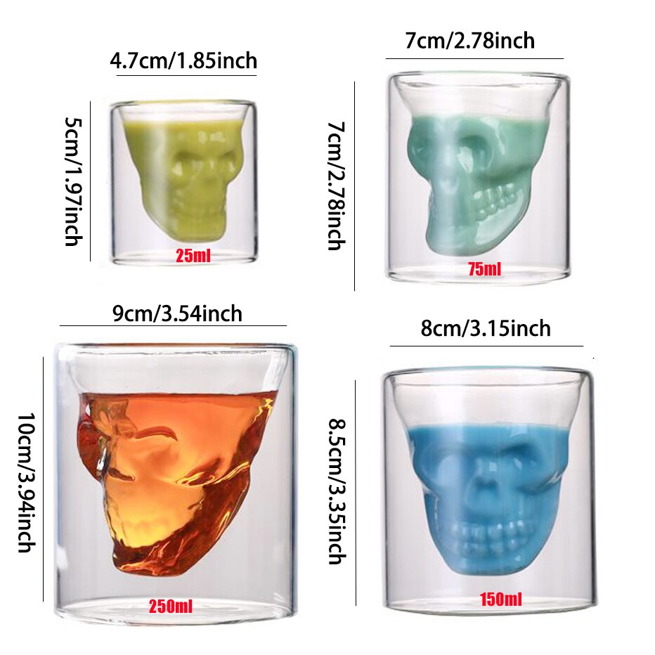 Halloween Skull Head Crystal Bottle Whiskey Vodka Wine Decanter Bottle Whisky Glass Beer Glass Spirits Cup Water Glass Bar Home