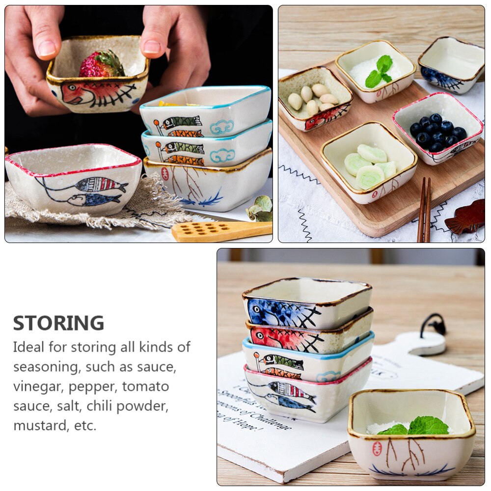 4 Stuks Keramische Plaat Kruiden Lade Saus Schotel Snack Desser Platen (Willekeurige Stijl)