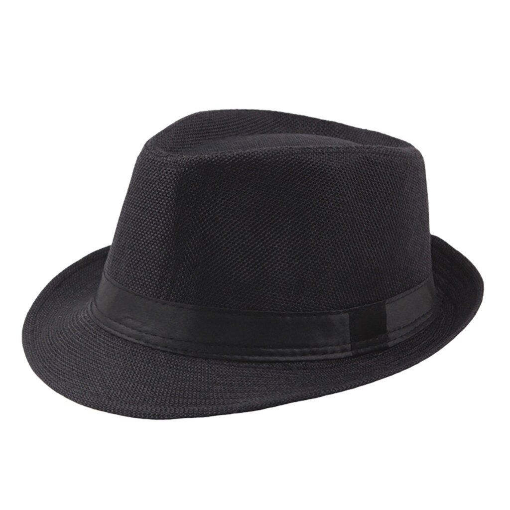 Jazz Sun Hats Men's Breathable Linen Top Cap Outdoor Sun Hat Straw Hats Visor Hip Hop Cap Summer Fisherman Hat Sunhats: Black