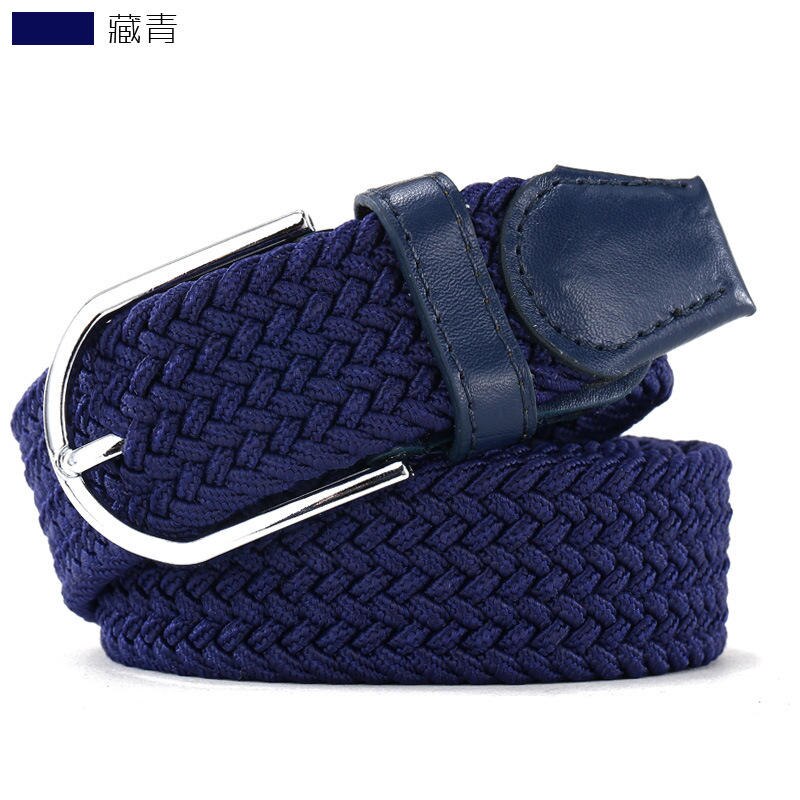 begrenset 110cm Russland uformelt tøye ut vevd belte dame unisex lerret elastiske belter til jeans elastique modellering  f142: Blå