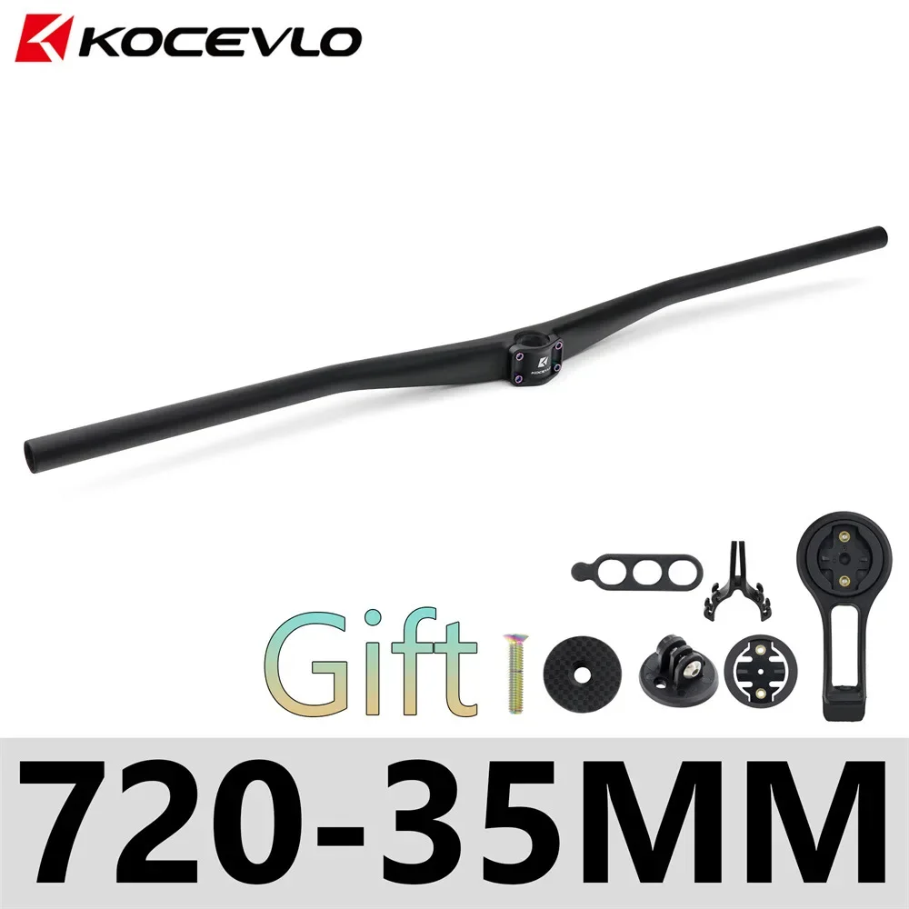 KOCEVLO Manillar integrado de bicicleta de cross AM de fibra de carbono, manillar XC para bicicleta de montaña MTB con soporte para computadora, mango de bicicleta de 800 mm: Negro