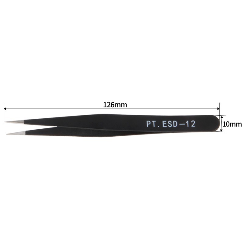 Pinzas para decoración de uñas de doble punta, con cabezal de presión de silicona, pegatina de diamantes de imitación, herramienta de selección, pinzas para pestañas de acero inoxidable, 1 ud.: Negro