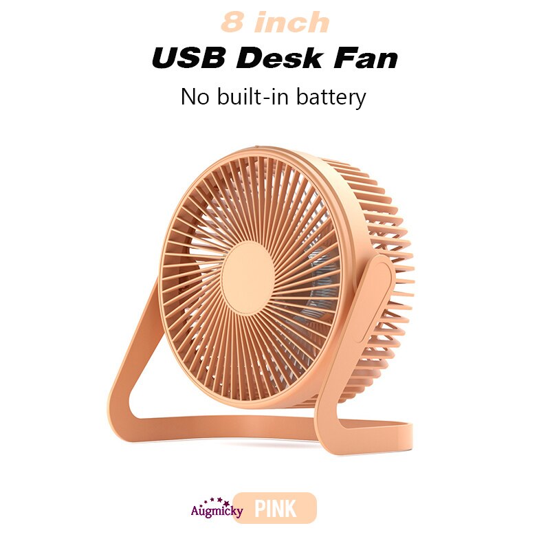 Portable 360°Rotation USB Desk Fan 2 Speed Mute Air Cooler Cooling Fans For Car Home Office 5/6/8 inch Desktop Notebook Cool Fan: Pink 8 inch