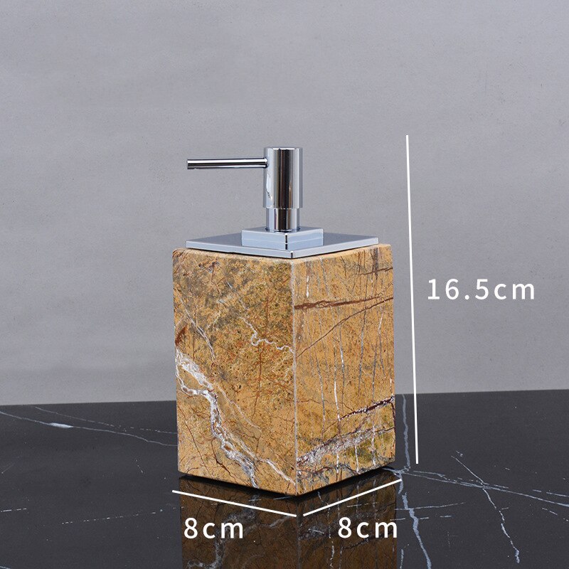 Fancy Brown Natural Marble Bathroom Accessories Sets Luxury Retro Soap Dispenser Toothbrush Holder Soap Dish Bathroom Kit: Soap dispenser D