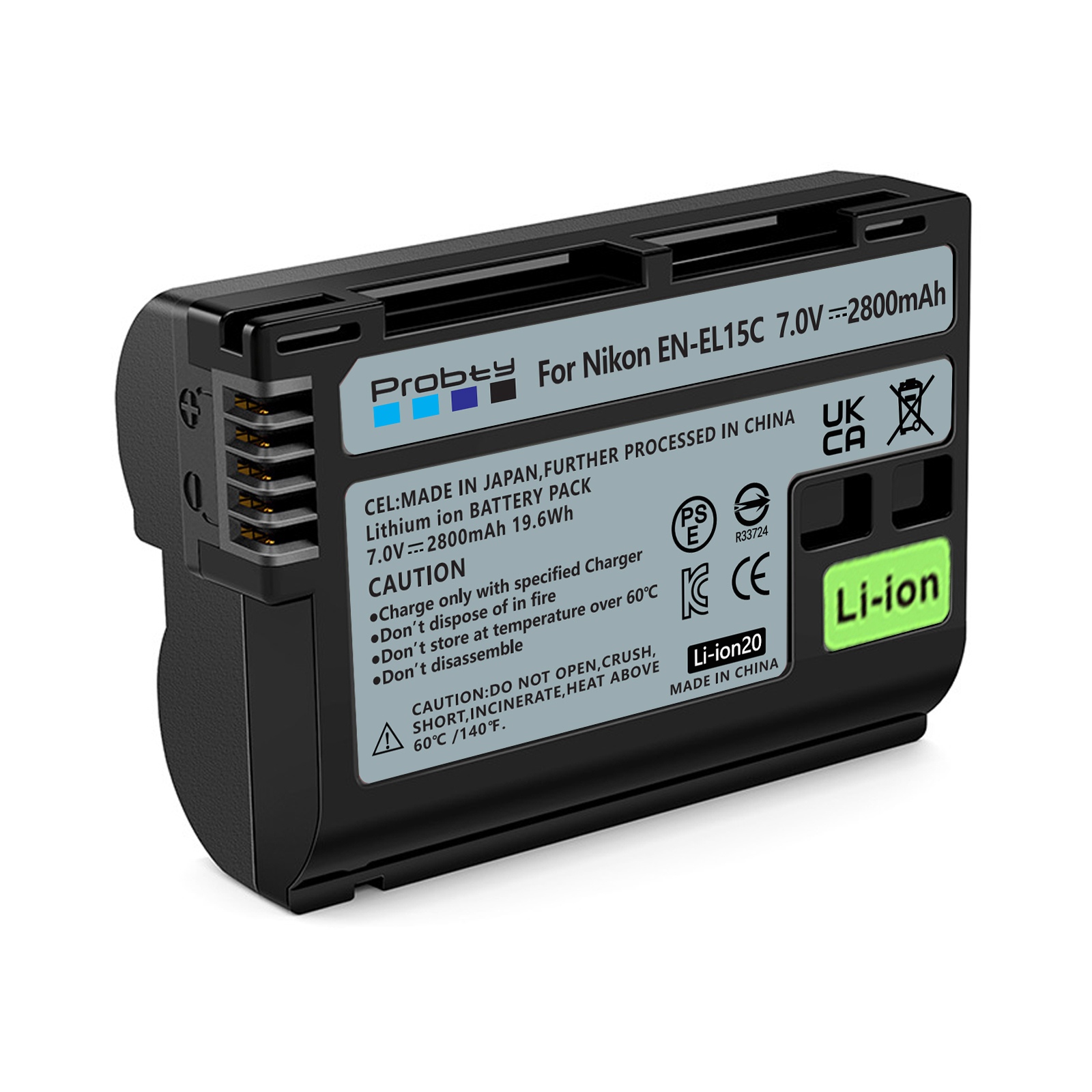 2500mAh EN-EL15C EN-EL15 Batterie pour Nikon Z5, Z6, Z6 II, Z7, Z7II D7000 D7100 D7200, D850 D750 D7500 D810 D500 D800
