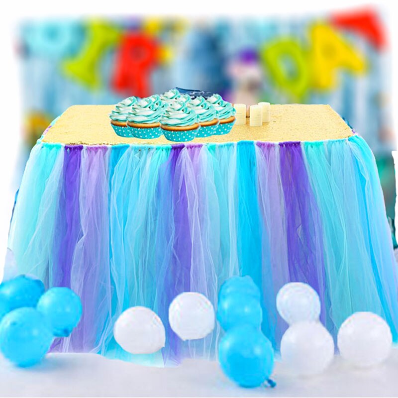 Tulle Tutu Table Skirt Tableware for Wedding Decoration Baby Shower Party Wedding Table Skirting Home Textile Finished Product: Mermaid