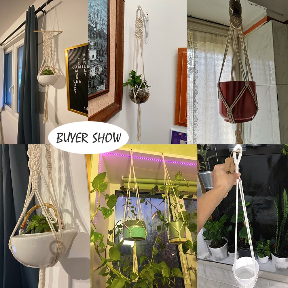 Colgador de macramé para plantas, macetas de jardín, soporte colgante para interior y exterior, macetero de pared, cesta de cuerda para decoración del hogar, paquete de 3