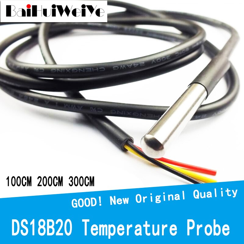Sonde de température étanche pour Arduino, 100CM 200CM 300CM, emballage en acier inoxydable DS1820, DS18B20, capteur de température 18B20