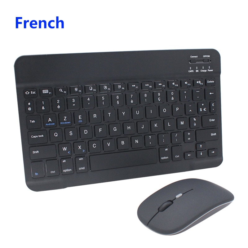 10 Inch Wireless Keyboard Bluetooth Keyboard Mouse Combos Russian Bluetooth Keyboard Rechargeable For ipad Phone Tablet Laptop