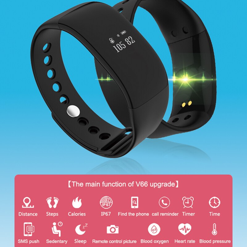 1 Pcs Pedometer Sport Gym Step Counter Heart Rate Monitor Health Wrist Watch V66 Updaetd Waterproof Fitness Tracker Pedometer