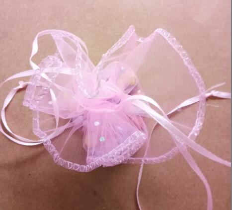 50pcs 26cm diameter gauze bag drawstring pouch wedding birthday Christmas candy bag display bag Round Organza bag: Pink