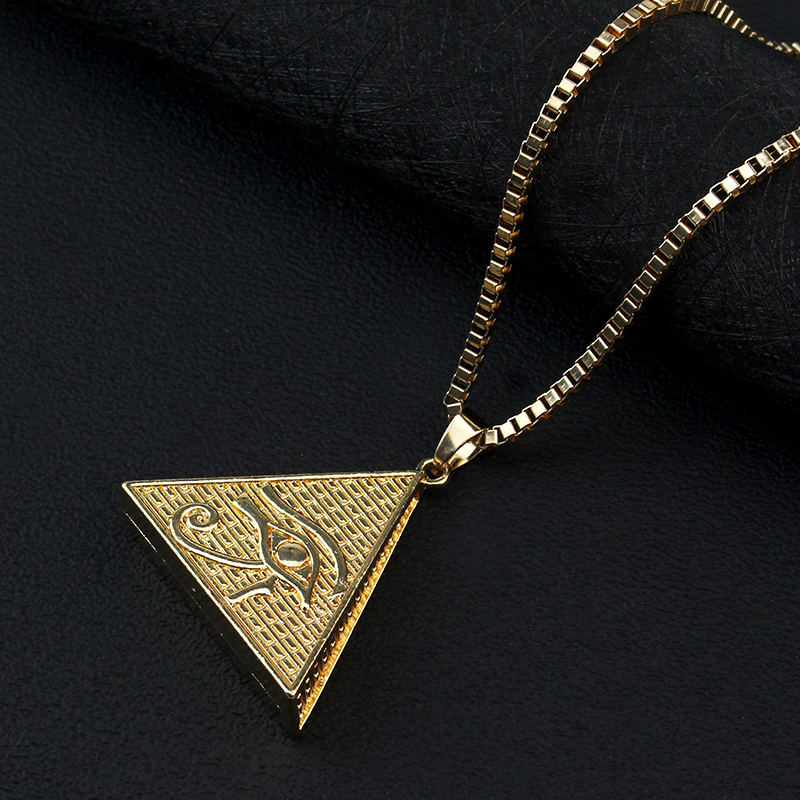 Eye of horus pendant necklace men's hip-hop rap street culture metal alloy gold color chain necklace men's jewelry